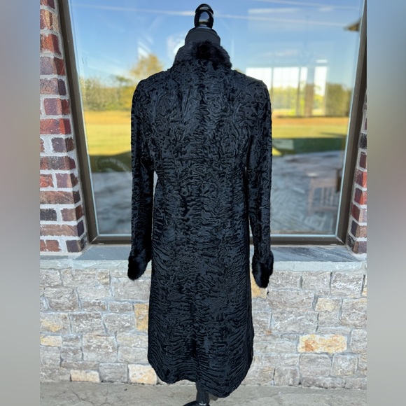 Stunning Midnight Black Persian Broadtail Lambswool Trench Coat Women’s XS/S - Picture 5 of 13